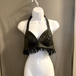 Harley Davidson leather halter top